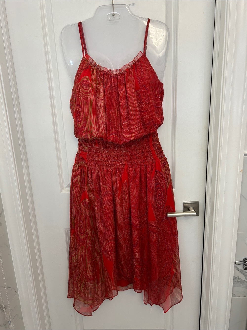 Ramy Brook Red Sleeveless Smocked Midi Dress size 4